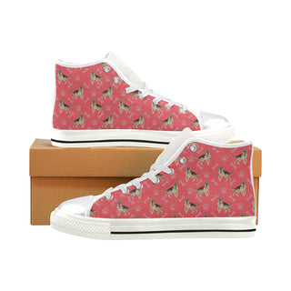 German Shepherd Water Colour Pattern No.1 White High Top Canvas Shoes for Kid - TeeAmazing