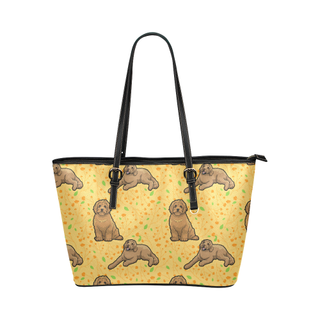 Australian Goldendoodle Flower Leather Tote Bag/Small - TeeAmazing