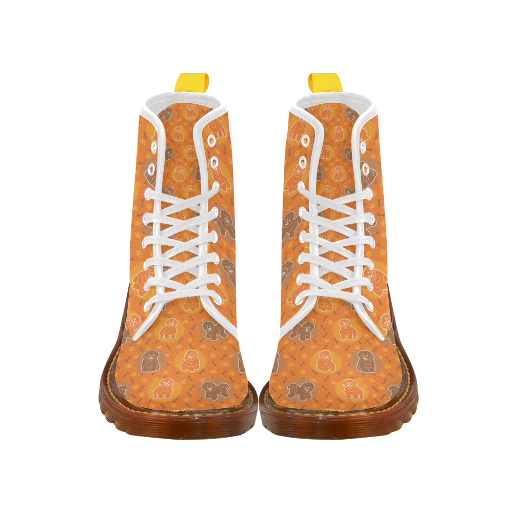 Bichon Frise Pattern White Boots For Men - TeeAmazing