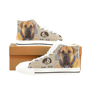 English Mastiff Dog White Men’s Classic High Top Canvas Shoes /Large Size - TeeAmazing