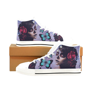 Sugar Skull Candy White Men’s Classic High Top Canvas Shoes /Large Size - TeeAmazing