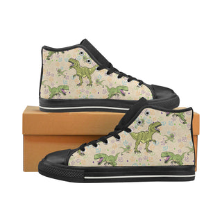 T-Rex Pattern Black High Top Canvas Women's Shoes/Large Size - TeeAmazing