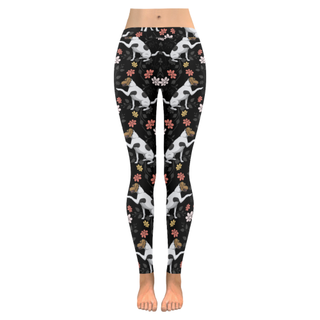 Jack Russell Terrier Flower Low Rise Leggings (Invisible Stitch) (Model L05) - TeeAmazing