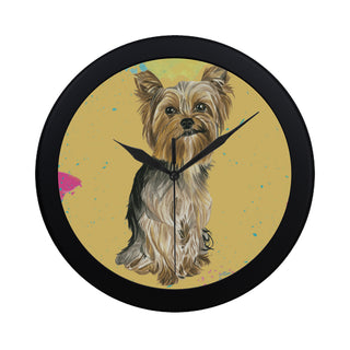 Yorkshire Terrier Water Colour No.1 Black Circular Plastic Wall clock - TeeAmazing