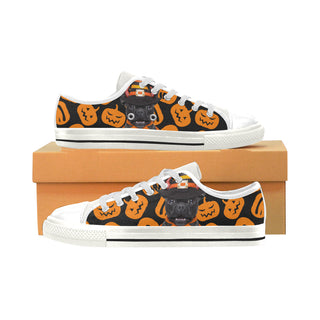 French Bulldog Halloweeen White Low Top Canvas Shoes for Kid - TeeAmazing