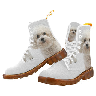 Bichon Frise Lover White Boots For Women - TeeAmazing