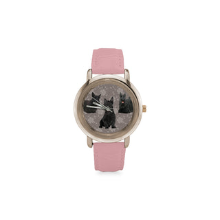 Scottish Terrier Lover Women's Rose Gold Leather Strap Watch - TeeAmazing