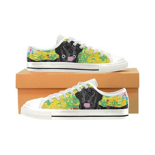 Black Lab White Low Top Canvas Shoes for Kid - TeeAmazing