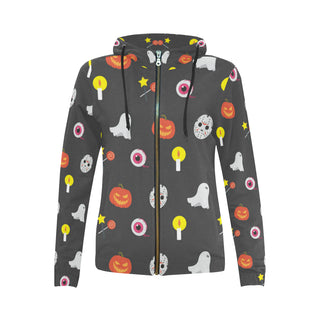 Halloween Pattern All Over Print Full Zip Hoodie for Women - TeeAmazing