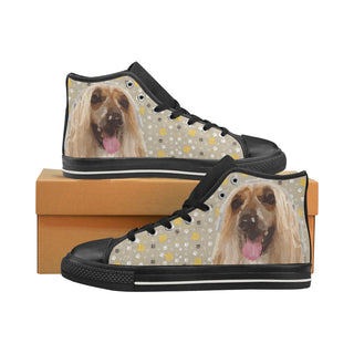 Afghan Hound Black High Top Canvas Women's Shoes/Large Size - TeeAmazing