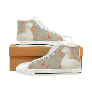 Duck White Women's Classic High Top Canvas Shoes - TeeAmazing