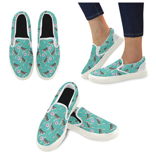 Alaskan Malamute Water Colour Pattern No.1 White Women's Slip-on Canvas Shoes - TeeAmazing