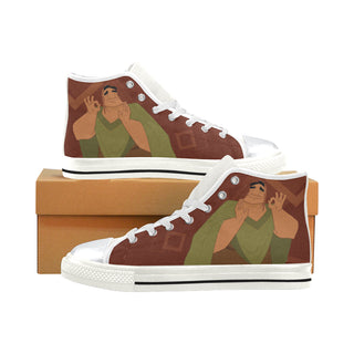 Pacha Meme White High Top Canvas Shoes for Kid (Model 017) - TeeAmazing