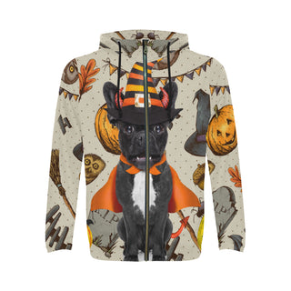 French Bulldog Halloween All Over Print Full Zip Hoodie for Men - TeeAmazing