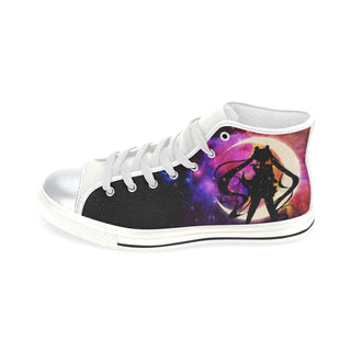 Sailor Moon White High Top Canvas Women's Shoes (Large Size) - TeeAmazing