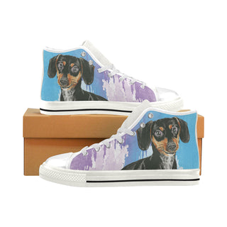 Dachshund Water Colour No.1 White Men’s Classic High Top Canvas Shoes - TeeAmazing