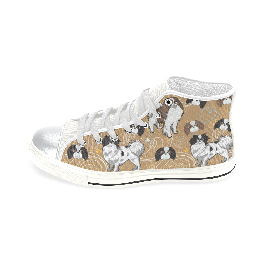 Japanese Chin White High Top Canvas Shoes for Kid - TeeAmazing
