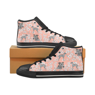 Italian Greyhound Flower Black Men’s Classic High Top Canvas Shoes /Large Size - TeeAmazing