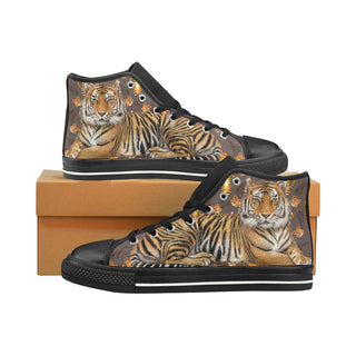 Tiger Black Men’s Classic High Top Canvas Shoes /Large Size - TeeAmazing