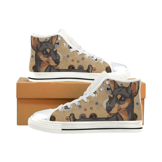 Miniature Pinscher Dog White High Top Canvas Women's Shoes/Large Size - TeeAmazing