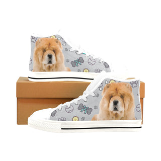 Chow Chow Dog White Men’s Classic High Top Canvas Shoes /Large Size - TeeAmazing