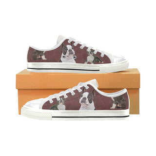 Boston Terrier Lover White Canvas Women's Shoes/Large Size - TeeAmazing