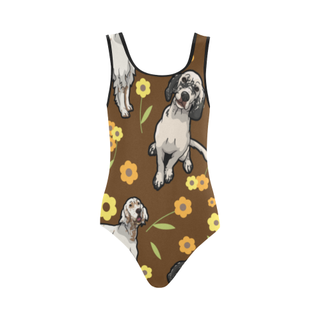 English Setter Flower Vest One Piece Swimsuit (Model S04) - TeeAmazing