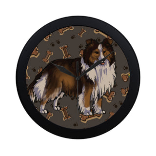 Shetland Sheepdog Dog Black Circular Plastic Wall clock - TeeAmazing