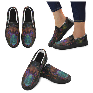 Boxer Glow Design 2 Black Women's Slip-on Canvas Shoes - TeeAmazing