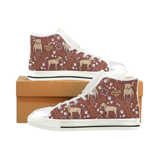 Staffordshire Bull Terrier Pettern White High Top Canvas Women's Shoes/Large Size - TeeAmazing