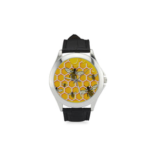 Bee Pattern Women's Classic Leather Strap Watch - TeeAmazing