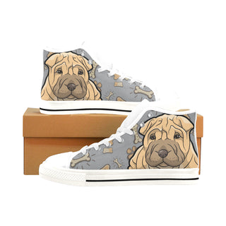 Shar Pei Dog White Men’s Classic High Top Canvas Shoes /Large Size - TeeAmazing