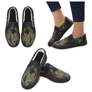 Newfoundland Glow Design 1 Black Women's Slip-on Canvas Shoes - TeeAmazing