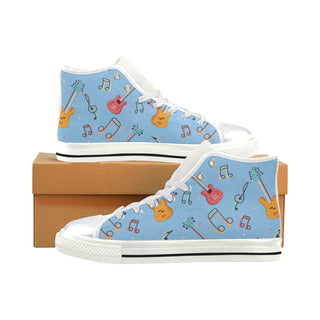 Bass Pattern White High Top Canvas Shoes for Kid - TeeAmazing