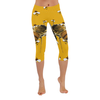 Bee Lover Low Rise Capri Leggings (Invisible Stitch) (Model L08) - TeeAmazing