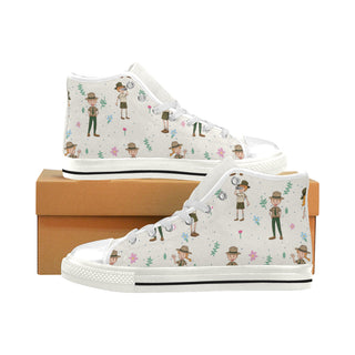 Zoo Keeper Pattern White Men’s Classic High Top Canvas Shoes - TeeAmazing