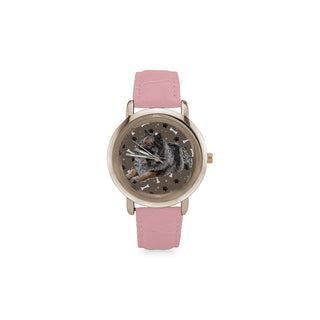Keeshond Women's Rose Gold Leather Strap Watch - TeeAmazing