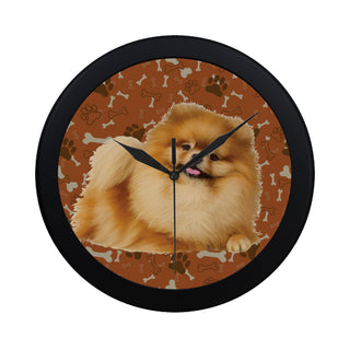 Pomeranian Dog Black Circular Plastic Wall clock - TeeAmazing
