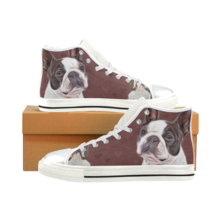 Boston Terrier Lover White High Top Canvas Shoes for Kid - TeeAmazing