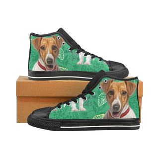 Jack Russell Terrier Lover Black Men’s Classic High Top Canvas Shoes /Large Size - TeeAmazing