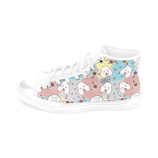 Poodle Pattern White Men’s Classic High Top Canvas Shoes /Large Size - TeeAmazing