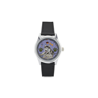 Siberian Husky Dog Kid's Stainless Steel Leather Strap Watch - TeeAmazing