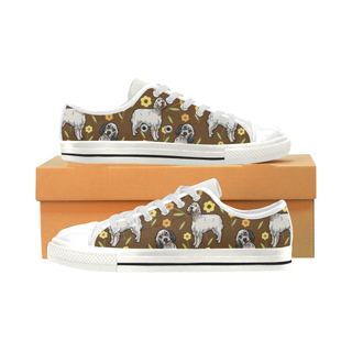 English Setter Flower White Low Top Canvas Shoes for Kid (Model 018) - TeeAmazing