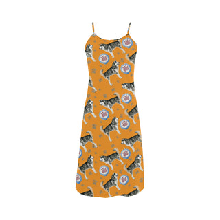 Alaskan Malamute Water Colour Pattern No.2 Alcestis Slip Dress - TeeAmazing