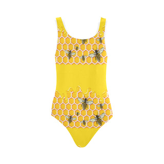 Bee Pattern Vest One Piece Swimsuit - TeeAmazing