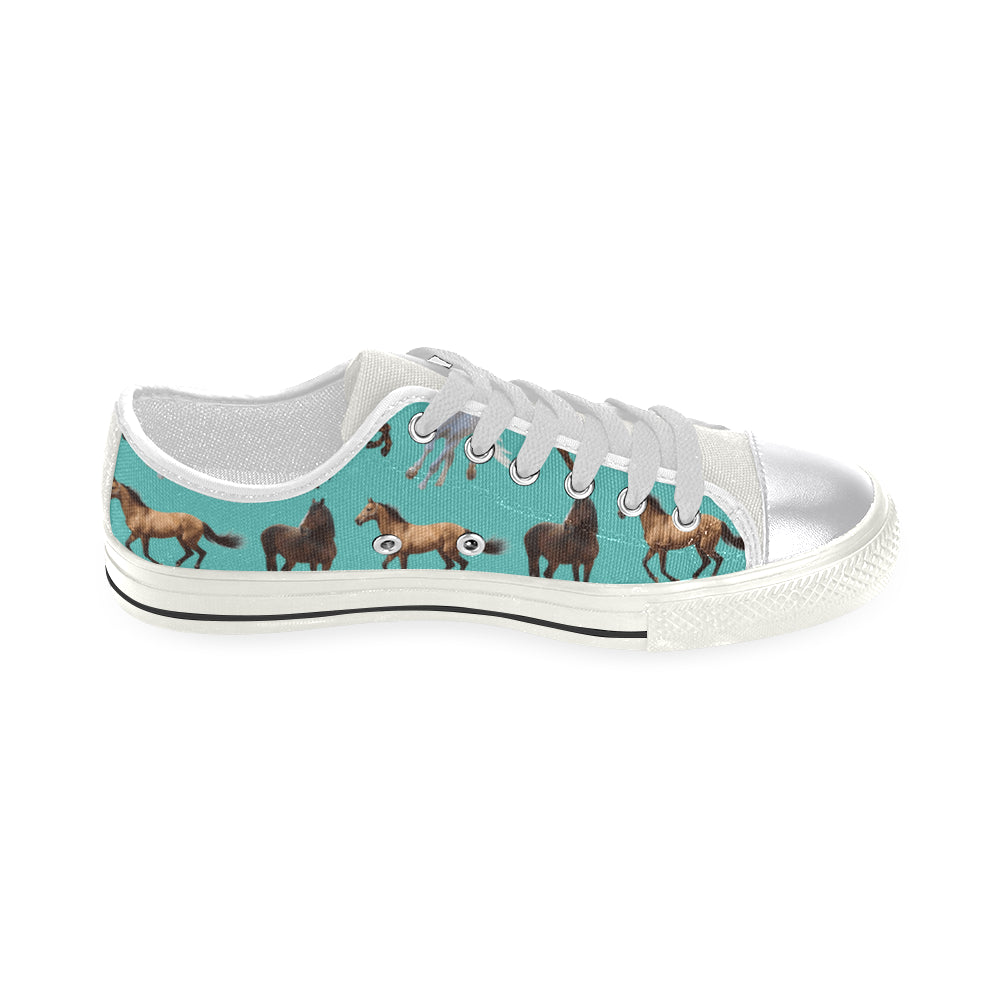 Horse Pattern White Women's Classic Canvas Shoes - TeeAmazing