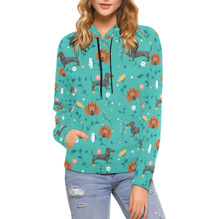 Dachshund Flower All Over Print Hoodie for Women (USA Size) (Model H13) - TeeAmazing