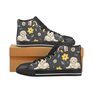 Goldendoodle Flower Black Men’s Classic High Top Canvas Shoes /Large Size - TeeAmazing