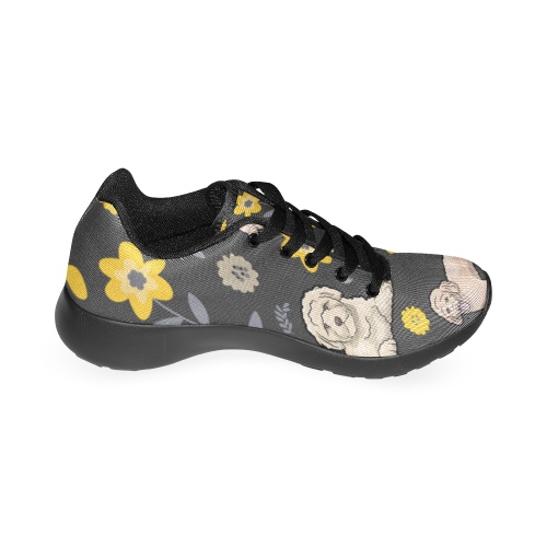 Goldendoodle Flower Black Sneakers for Women - TeeAmazing