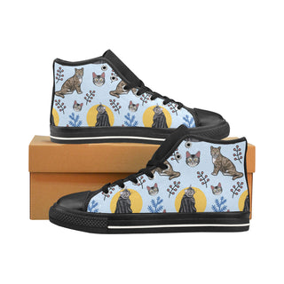 American Shorthair Black Men’s Classic High Top Canvas Shoes /Large Size - TeeAmazing